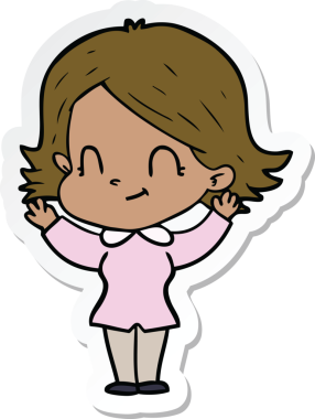 Bir insan tarafından çizilmiş, karikatür dostu bir kızın çıkartması.