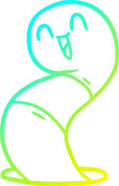 Bir insan tarafından çizilen mutlu solucanın soğuk çizgi çizimi.