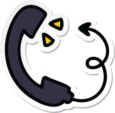 Bir insan tarafından çizilmiş şirin bir çizgi film telefon alıcısının çıkartması.