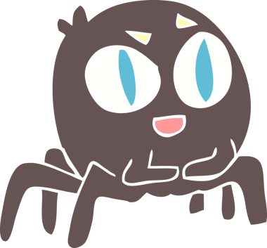 Bir insan tarafından çizilen örümceğin düz renk çizimi