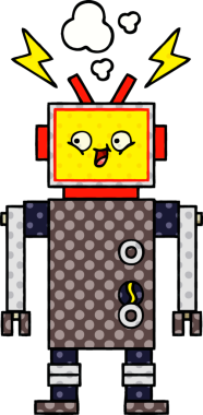 bir insan tarafından çizilmiş bir robotun çizgi roman tarzı