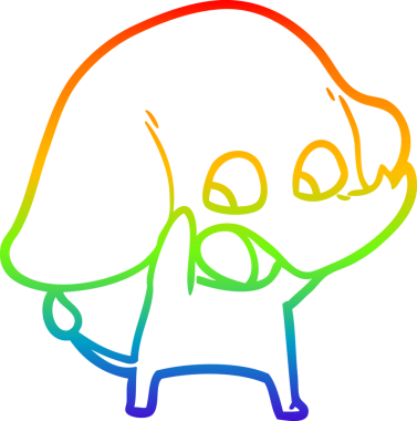 Gökkuşağı gradyan çizgisi bir insan tarafından çizilmiş şirin bir fil çizimi