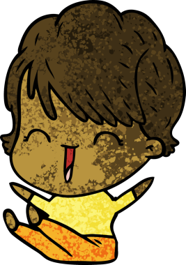 Bir insan tarafından çizilmiş gülen kadın çizgi filmi.