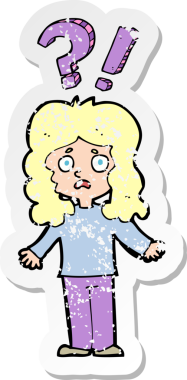 Bir insan tarafından çizilmiş, kafası karışmış bir karikatürün gerilimli çıkartması.