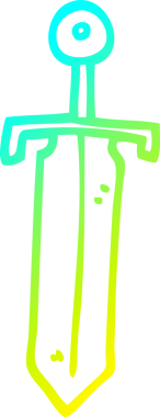 Bir insan tarafından çizilmiş eski bir kılıcın soğuk eğimli çizgisi.