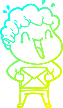 Bir insan tarafından çizilmiş mutlu bir adamın soğuk çizgi çizimi.