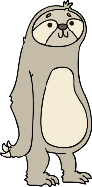 Bir insan tarafından çizilmiş garip bir çizgi film tembel hayvanı.