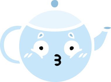 Bir insan tarafından çizilmiş bir çaydanlığın düz renkli retro karikatürü