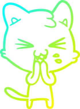 Bir insan tarafından çizilen çizgi film kedisinin soğuk gradyan çizimi