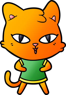 Bir insan tarafından çizilmiş çizgi film kedisi.