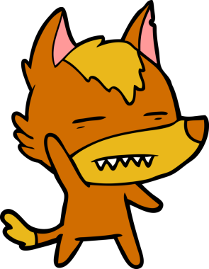 Bir insan tarafından çizilmiş tilki çizgi film karakteri