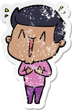 Bir insan tarafından çizilmiş mutlu bir adamın sıkıntılı çıkartması.