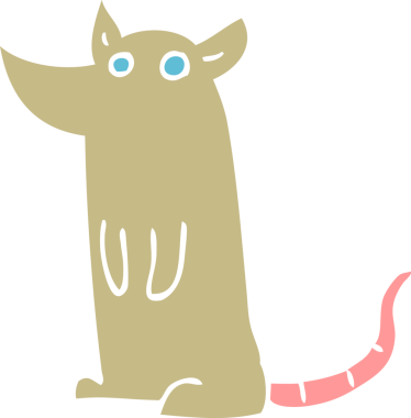 Bir insan tarafından çizilmiş bir farenin düz renk çizimi