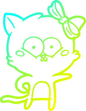 Bir insan tarafından çizilen çizgi film kedisinin soğuk gradyan çizgisi.