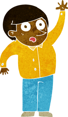 Çizgi filmci bir insan tarafından çizilmiş sorular soruyor.