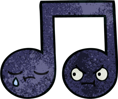 Bir insan tarafından çizilmiş müzikal notanın retro grunge desen karikatürü