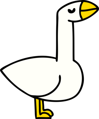 Bir insan tarafından çizilmiş gururlu bir kaz çizimi.