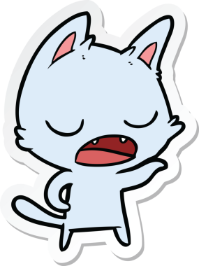 Bir insan tarafından çizilmiş konuşan kedi karikatürü.