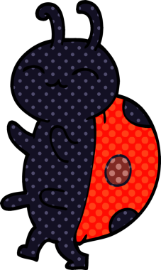 Bir insan tarafından çizilmiş sevimli karikatür uğur böceği.