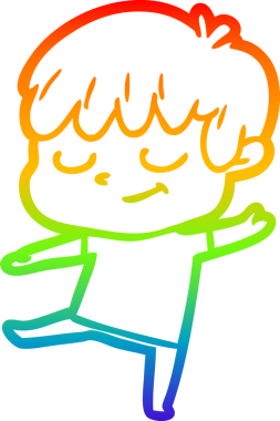 gökkuşağı gradyan çizgi çizimi bir insan tarafından çizilmiş mutlu bir çocuk