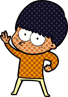 Bir insan tarafından çizilmiş sinirli çizgi film çocuğu.