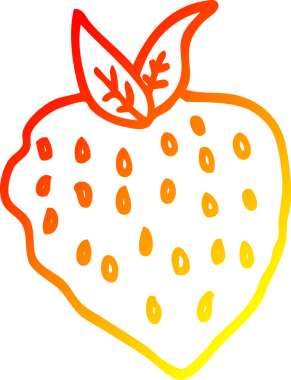 Bir insan tarafından çizilmiş bir çileğin sıcak gradyan çizimi