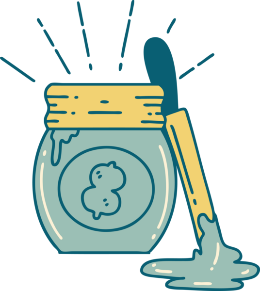 Bir insan tarafından çizilmiş geleneksel dövmeli fıstık ezmesi.