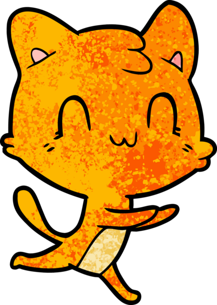 Bir insan tarafından çizilmiş mutlu bir kedi.