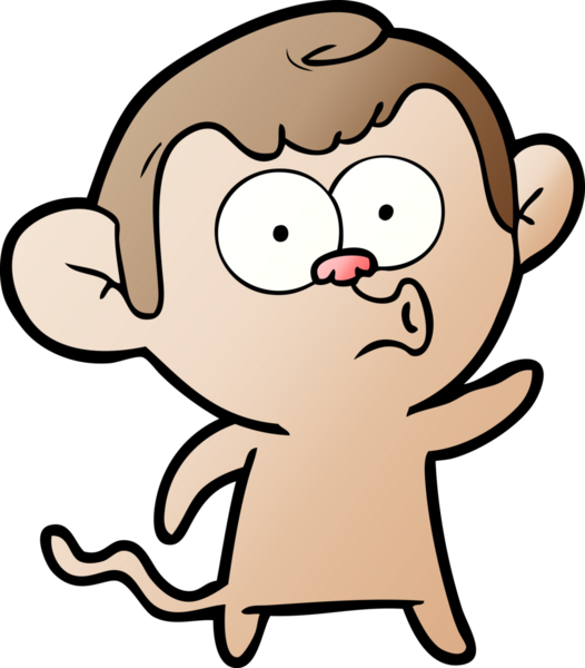 Bir insan tarafından çizilmiş korna çalan maymun.