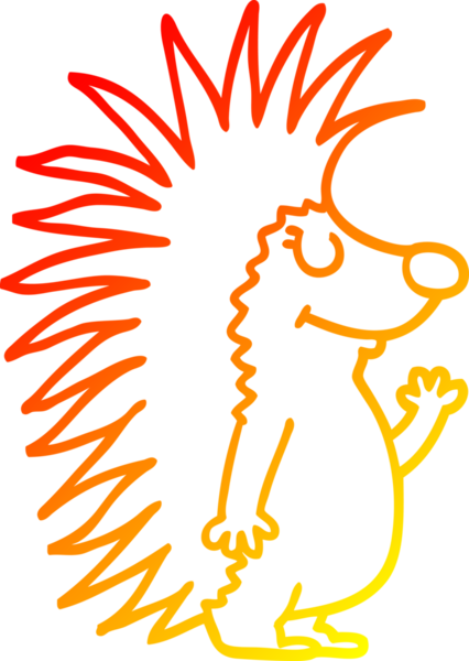 Bir insan tarafından çizilmiş sivri dikenli kirpinin sıcak çizgi çizimi