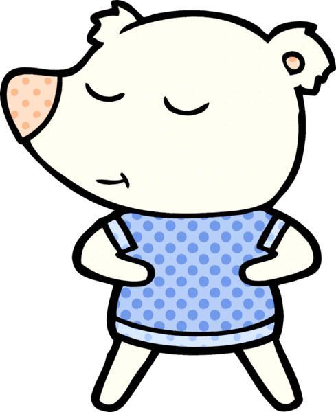 Bir insan tarafından çizilmiş mutlu kutup ayısı çizgi filmi.