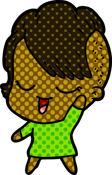 Bir insan tarafından çizilmiş mutlu çizgi film kızı.