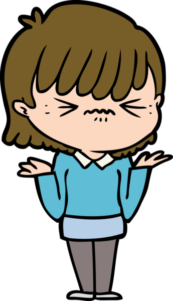 Bir insan tarafından çizilmiş kızgın çizgi film kızı.