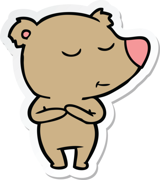 Bir insan tarafından çizilmiş mutlu çizgi film ayısının çıkartması.