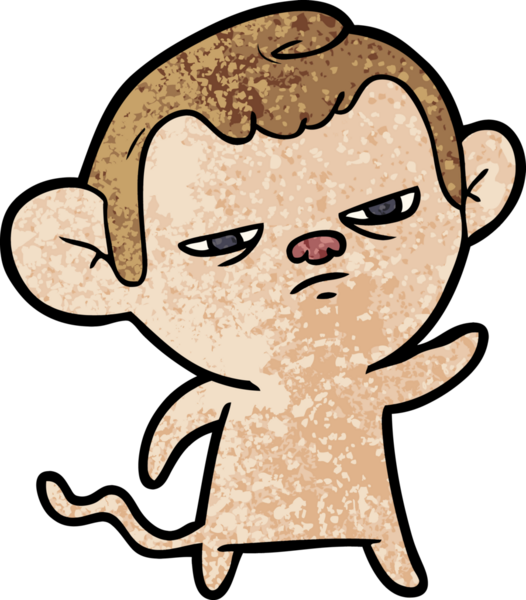 Bir insan tarafından çizilmiş sinir bozucu bir maymun.