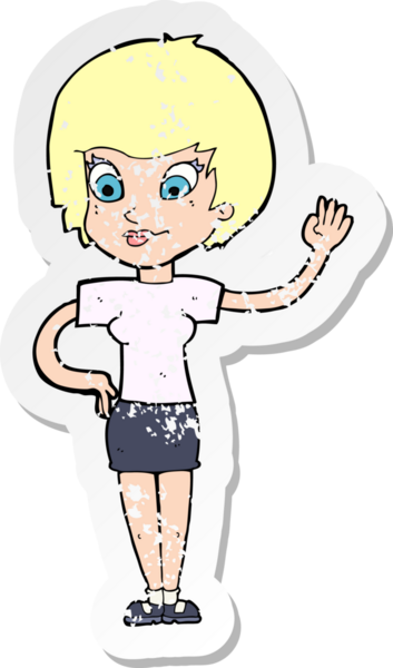 Bir insan tarafından çizilmiş bir karikatür kadının gerilmiş çıkartması.