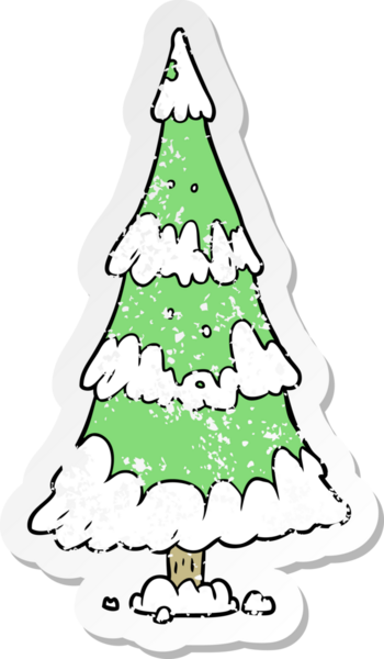 Bir insan tarafından çizilmiş karikatür Noel ağacının sıkıntılı çıkartması.