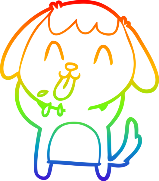 Gökkuşağı gradyan çizimi. Bir insan tarafından çizilmiş şirin bir köpek çizimi.