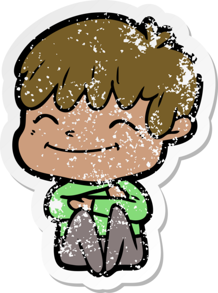 Bir insan tarafından çizilmiş mutlu bir çocuğun sıkıntılı çıkartması.