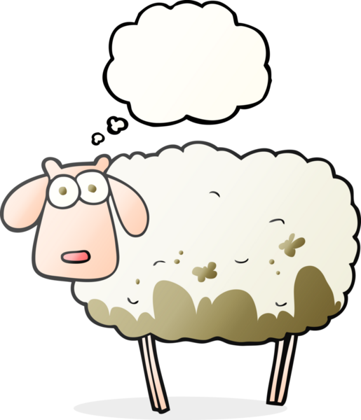 Bir insan tarafından çizilmiş serbest çizim baloncuk karikatür çamurlu koyun