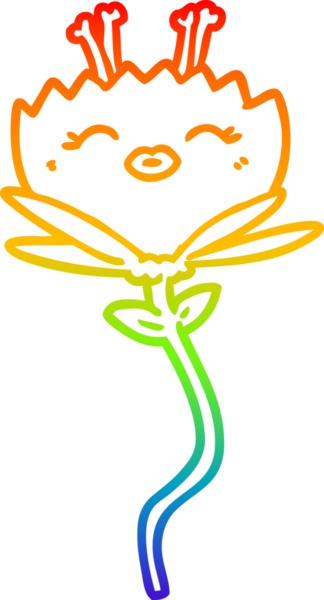 gökkuşağı gradyan çizimi bir insan tarafından çizilmiş mutlu bir karikatür çiçeği