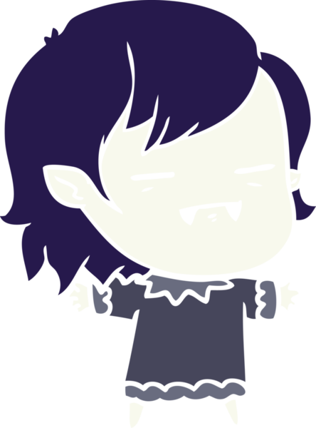 Düz renkli çizgi film. Bir insan tarafından çizilmiş ölümsüz vampir kız.