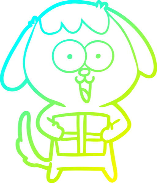 Bir insan tarafından çizilmiş şirin bir çizgi köpeğin soğuk gradyan çizgisi.