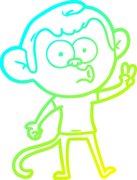 Bir insan tarafından çizilen korna çalan bir maymunun soğuk çizgi çizimi.