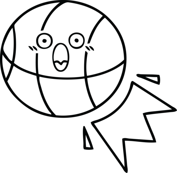 Bir insan tarafından çizilmiş bir basketbol topunun çizgi çizimi