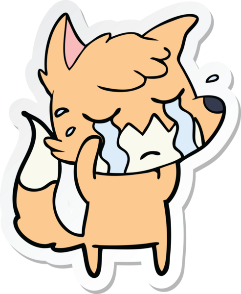 Bir insan tarafından çizilmiş ağlayan tilki çizgi filminin çıkartması.