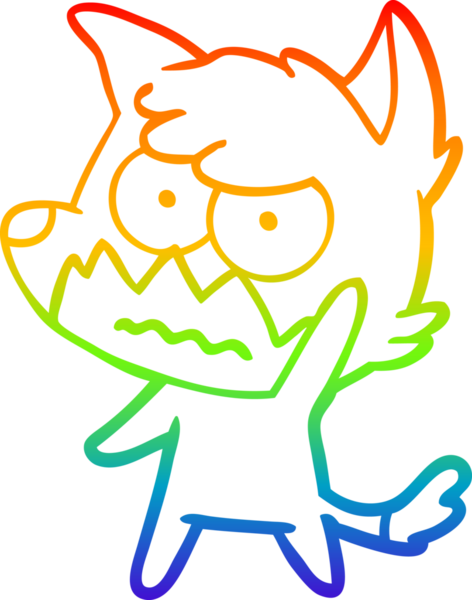 Gökkuşağı gradyan çizgi çizimi bir insan tarafından çizilmiş bir tilki