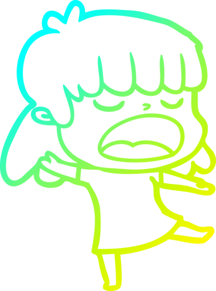 Bir insan tarafından yüksek sesle çizilmiş bir karikatür kadın çizimi.