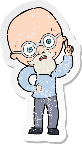 Bir insan tarafından çizilmiş yaşlı bir adamın karikatür yapıştırması.