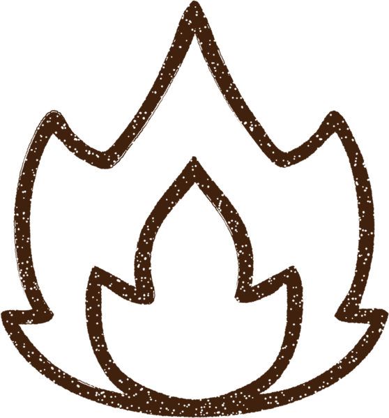 Bir insan tarafından çizilmiş Ateş Sembolü Kömür Çizimi